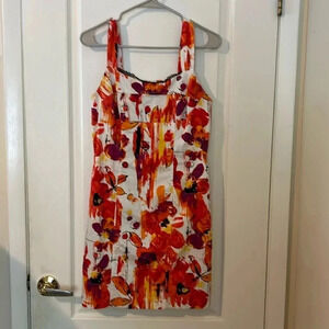 BCX Juniors mini dress size 13 party/dance orange/white sleeveless EUC